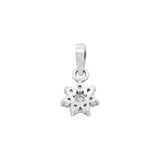 Floral Shaped Natural Diamond 14k White Gold Pendant With Chain