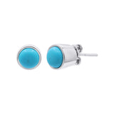 Natural Turquoise Gemstone 925 Sterling Silver Stud Earring