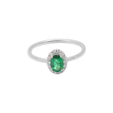Natural Diamond and Emerald Oval Cut Gemstone 14k Yellow Gold Ring