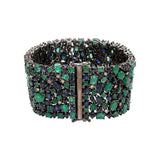 925 Silver Blue Sapphire, Emerald And Diamond Bracelet