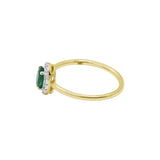 Natural Diamond and Emerald Oval Cut Gemstone 14k Yellow Gold Ring
