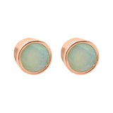 Bezel Set Natural Opal Gemstone 925 Sterling Silver Stud Earring