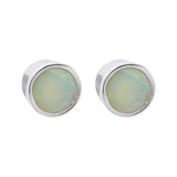 Bezel Set Natural Opal Gemstone 925 Sterling Silver Stud Earring