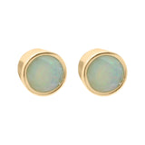 Bezel Set Natural Opal Gemstone 925 Sterling Silver Stud Earring