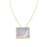 Mother Of Pearl 9k Yellow Gold Pendant With Chain