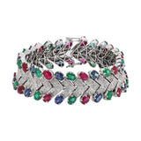 Emerald, Sapphire & Diamond 18k White Gold Bracelet