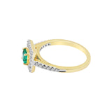 Luxurious Square Cut Emerald Gemstone and Diamond 18k Yellow Gold Handmade Ring