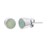 Bezel Set Natural Opal Gemstone 925 Sterling Silver Stud Earring