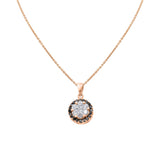 Natural Round Shaped Black and White Diamond 18k White Gold Pendant With Chain