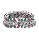 Emerald, Sapphire & Diamond 18k White Gold Bracelet