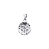 Natural Round Shaped Black and White Diamond 18k White Gold Pendant With Chain