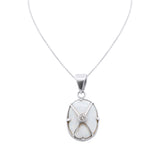 Natural Opal Gemstone and Diamond 18k Rose Gold Pendant With Chain