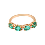 Natural Oval Emerald Gemstone and Diamond 14k Yellow Gold Ring