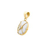 Natural Opal Gemstone and Diamond 18k Rose Gold Pendant With Chain