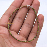 Natural Unakite Gemstone 925 Silver Bracelet