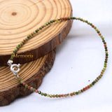 Natural Unakite Gemstone 925 Silver Bracelet