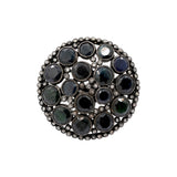 Blue Sapphire Gemstone and Diamond 925 Sterling Silver Black Rhodium Ring