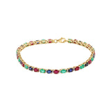 Natural Ruby, Emerald, Sapphire & Diamond 18k Yellow Gold Bracelet