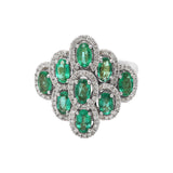 Gorgeous Natural Emerald Gemstone and Diamond 14k Yellow Gold Ring