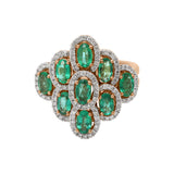 Gorgeous Natural Emerald Gemstone and Diamond 14k Yellow Gold Ring