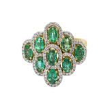 Gorgeous Natural Emerald Gemstone and Diamond 14k Yellow Gold Ring