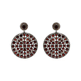 Natural Garnet Gemstone With Diamond 925 Sterling Silver Gold Plated Drop Earring