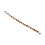 Natural Ruby, Emerald, Sapphire & Diamond 18k Yellow Gold Bracelet