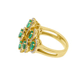 Gorgeous Natural Emerald Gemstone and Diamond 14k Yellow Gold Ring