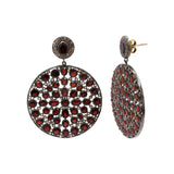 Natural Garnet Gemstone With Diamond 925 Sterling Silver Gold Plated Drop Earring