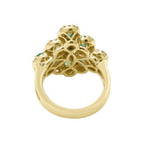 Gorgeous Natural Emerald Gemstone and Diamond 14k Yellow Gold Ring