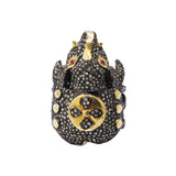 Ruby Gemstone and Diamond 925 Sterling Silver Black Rhodium Elephant Ring