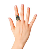 Ruby Gemstone and Diamond 925 Sterling Silver Black Rhodium Elephant Ring