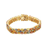 Natural Multi Sapphire Gold Plated 925 Silver Bracelet