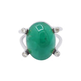 Precious Emerald Oval Shaped Gemstone with Diamond 14k Yellow Gold Ring