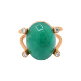 Precious Emerald Oval Shaped Gemstone with Diamond 14k Yellow Gold Ring