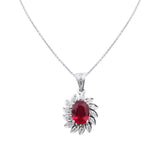 Natural Ruby Gemstone and Diamond 18k Yellow Gold Beautiful Pendant With Chain