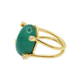 Precious Emerald Oval Shaped Gemstone with Diamond 14k Yellow Gold Ring