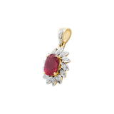 Natural Ruby Gemstone and Diamond 18k Yellow Gold Beautiful Pendant With Chain