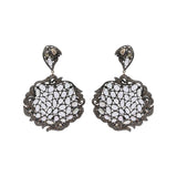 Natural Moonstone Gemstone and Diamond 925 Sterling Silver Gold Plated Earring