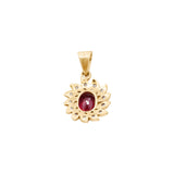 Natural Ruby Gemstone and Diamond 18k Yellow Gold Beautiful Pendant With Chain