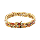 Natural Multi Sapphire Gold Plated 925 Silver Bracelet