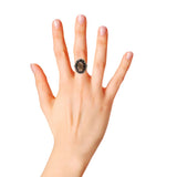 Natural Smoky Quartz Gemstone and Diamond 925 Sterling Silver Gold Plated Ring