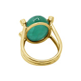 Precious Emerald Oval Shaped Gemstone with Diamond 14k Yellow Gold Ring