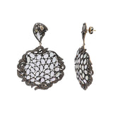 Natural Moonstone Gemstone and Diamond 925 Sterling Silver Gold Plated Earring