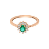 Natural Emerald Oval Gemstone and Diamond 18k White Gold Ring For Women