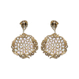 Natural Moonstone Gemstone and Diamond 925 Sterling Silver Gold Plated Earring