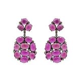 Natural Ruby Gemstone and Diamond 925 Sterling Silver Gold Plated Earring