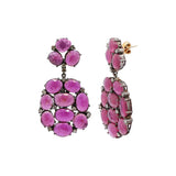 Natural Ruby Gemstone and Diamond 925 Sterling Silver Gold Plated Earring