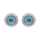 Natural Blue Topaz Gemstone and Cubic Zircon 925 Sterling Silver Stud Earring