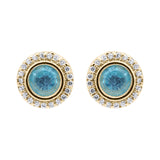 Natural Blue Topaz Gemstone and Cubic Zircon 925 Sterling Silver Stud Earring